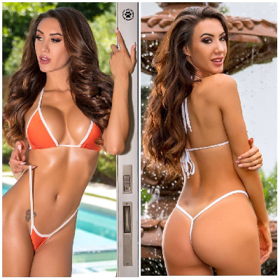 Orange w Your Choice Trim Color  2 Piece Micro Bikini Set-6