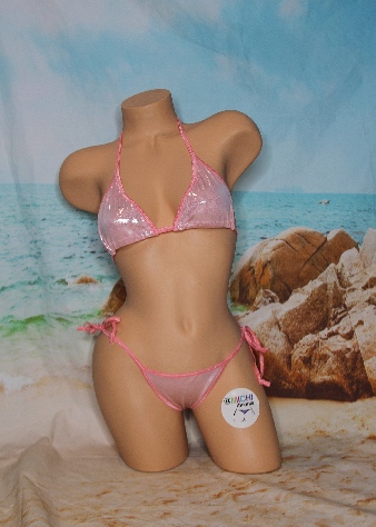 Shimmery Baby Pink w Baby Pink Trim 2 Piece Micro Bikini-9