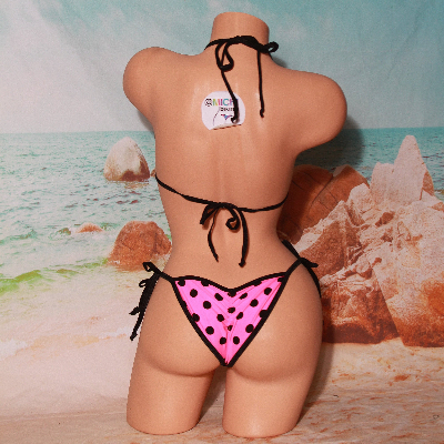 Neon Pink with Black Polka Dots with Black Trim  2 Piece Set One Size-1
