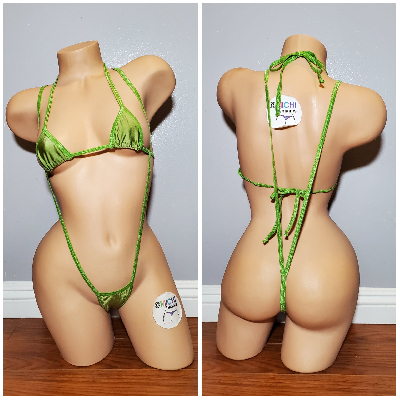 Lime Green with Lime Green Trim 2 Piece Micro Bikini Set-2