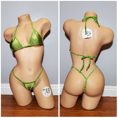 Lime Green with Lime Green Trim 2 Piece Micro Bikini Set-4