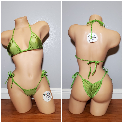 Lime Green with Lime Green Trim 2 Piece Micro Bikini Set-5