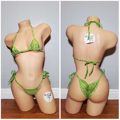 Lime Green with Lime Green Trim 2 Piece Micro Bikini Set-10