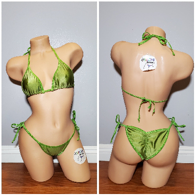 Lime Green with Lime Green Trim 2 Piece Micro Bikini Set-14