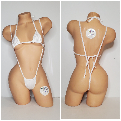 White w Your Choice Trim Color 2pc Micro Bikini Set one size-6