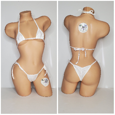 White w Your Choice Trim Color 2pc Micro Bikini Set one size-8