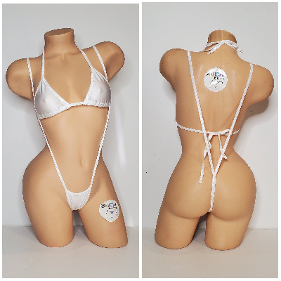 White w Your Choice Trim Color 2pc Micro Bikini Set one size-9