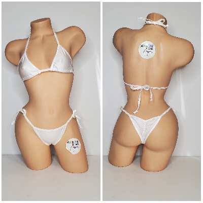 White w Your Choice Trim Color 2pc Micro Bikini Set one size-10