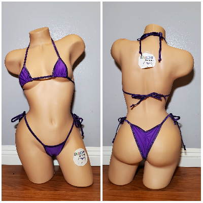 Electric Purple with Your Choice Trim Color 2 Piece Micro String Bikini Set-2