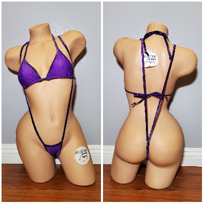 Electric Purple with Your Choice Trim Color 2 Piece Micro String Bikini Set-4