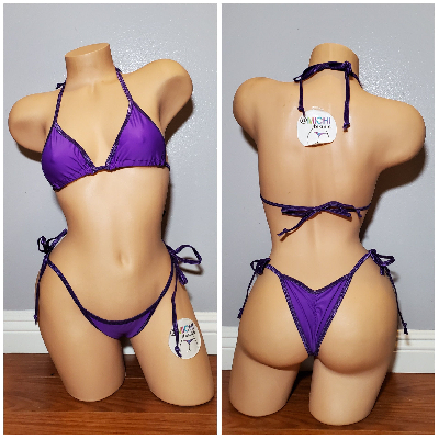 Electric Purple with Your Choice Trim Color 2 Piece Micro String Bikini Set-6