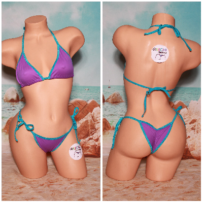 Electric Purple with Your Choice Trim Color 2 Piece Micro String Bikini Set-13