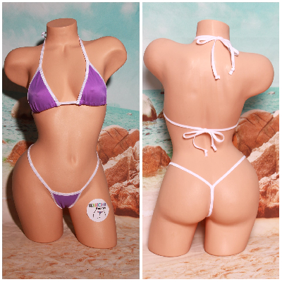 Electric Purple with Your Choice Trim Color 2 Piece Micro String Bikini Set-15