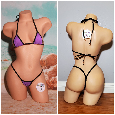 Electric Purple with Your Choice Trim Color 2 Piece Micro String Bikini Set-16