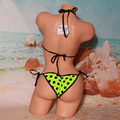 Neon Green with Black Polka Dots with Black Trim 2 Piece Set One Size-1