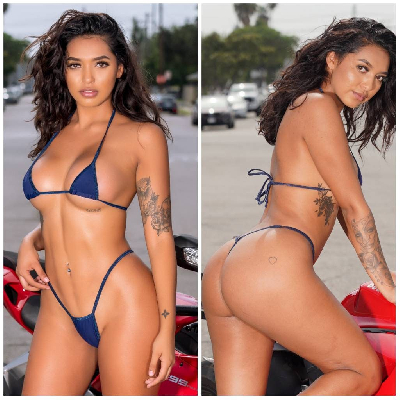 Navy Blue with Your Choice Trim Color 2 Piece Micro Bikini Set-5