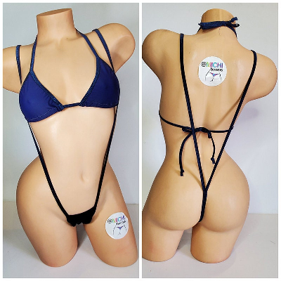 Navy Blue with Your Choice Trim Color 2 Piece Micro Bikini Set-11