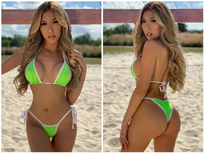Neon Green with Your Choice Trim Color 2pc Bikini Set-12