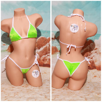 Neon Green with Your Choice Trim Color 2pc Bikini Set-13