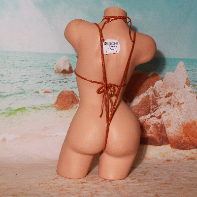 Bronze Nude w Bronze Trim  2 Piece Micro Bikini Set-7