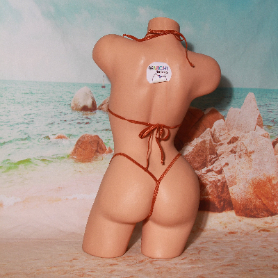 Bronze Nude w Bronze Trim  2 Piece Micro Bikini Set-15