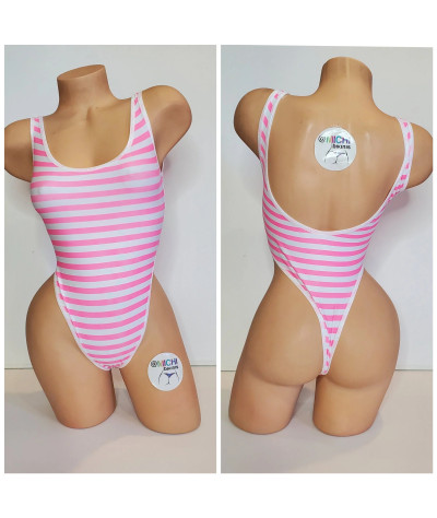 Red and White Diagonal Striped with Your Choice Trim Color 1 Piece Bodysuit Size SMALL