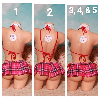 Magenta Pink Plaid w/ Magenta Trim Sexy School Girl Costume Pleaded Skirt 5 Piece Set-0