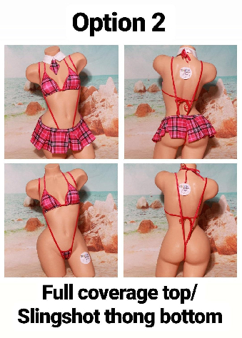 Magenta Pink Plaid w/ Magenta Trim Sexy School Girl Costume Pleaded Skirt 5 Piece Set-2