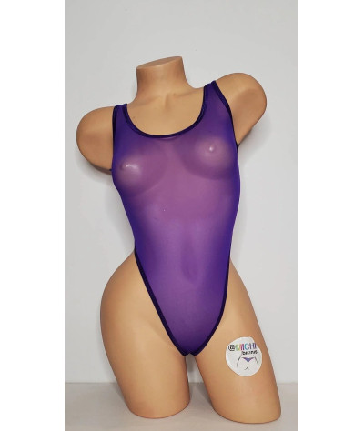 Purple Mesh with Purple Trim ***VERY SHEER*** 1 Piece Bodysuit Size SMALL