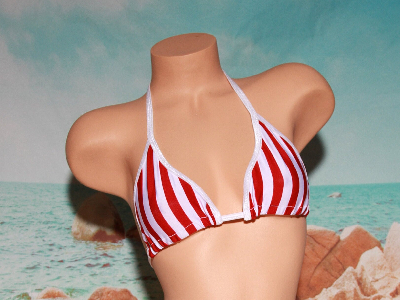 TOP ONLY Red & White Vertical Striped with White Trim Choose Your Coverage Top ONLY-0