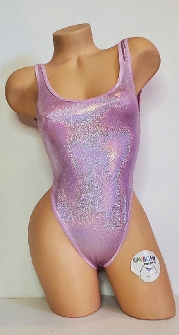 Holographic Lavender with Your Choice Trim Color 1 Piece Bodysuit Size SMALL