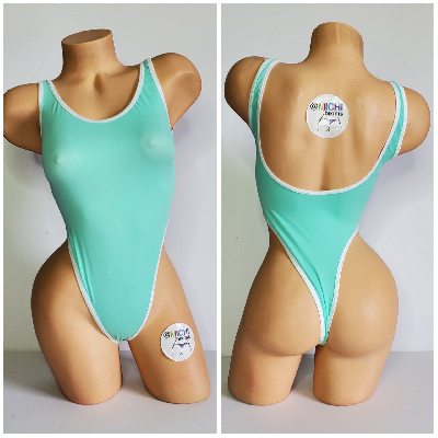 Mint Green with Your Choice Trim Color and Custom Logo Option 1 Piece Bodysuit Size SMALL-0