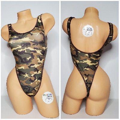 Brown Camouflage with Brown Trim 1 Piece Bodysuit Size SMALL-0