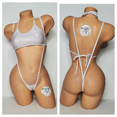 Iridescent White Snake Print w/ White Trim Color 2 Piece Micro Bikini Set-0
