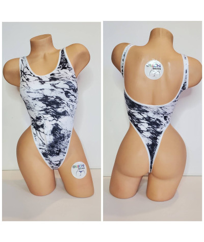 Marble Print with White Trim 1 Piece Bodysuit Size SMALL