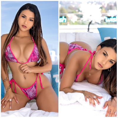 Hot Pink Hundred Dollar Bills Pattern w Your Choice 2 Piece Micro String Bikini Set One Size-0