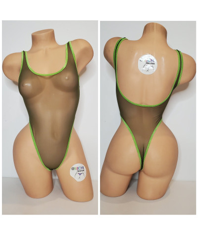 forest-green-mesh-with-lime-green-trim-very-sheer-1-piece-bodysuit-size-small