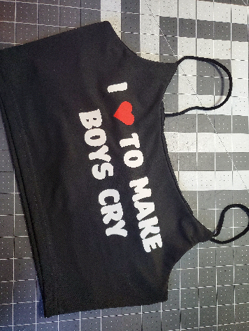 Your Choice Color Crop Top "I [heart] to make boys cry" One Size (SMALL)
