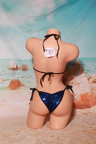Sparkly Royal Blue w Black Trim 2 Piece Micro Bikini Set-6