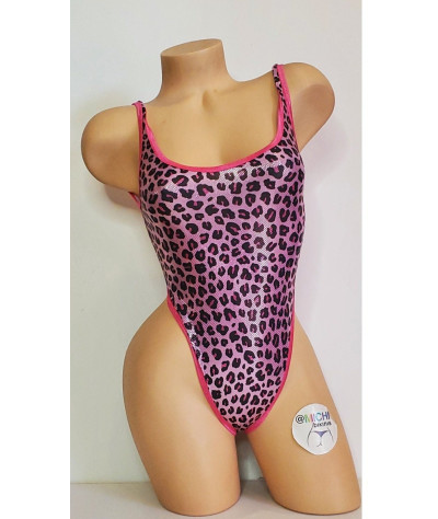 Hot Pink Leopard Print with Hot Pink Trim 1 Piece Bodysuit Size SMALL