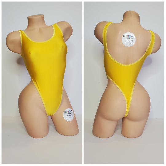 Yellow with Your Choice Trim Color Custom Logo Option 1 Piece Bodysuit Size SMALL