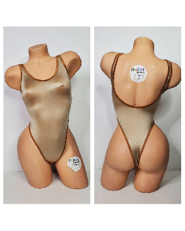 Tan with Your Choice Trim Color Custom Logo Option 1 Piece Bodysuit Size SMALL-2