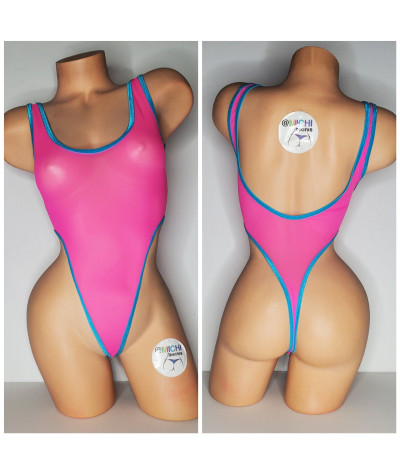 hot-pink-mesh-with-your-choice-trim-color-very-sheer-1-piece-bodysuit-size-small