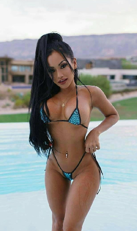 Metallic Teal Blue Geometric Pattern Black Trim 2pc Micro Bikini Set
