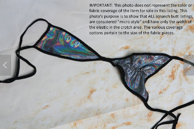 Holographic Magenta Pink with Black Trim 2 Piece Micro String Bikini Set One Size-1