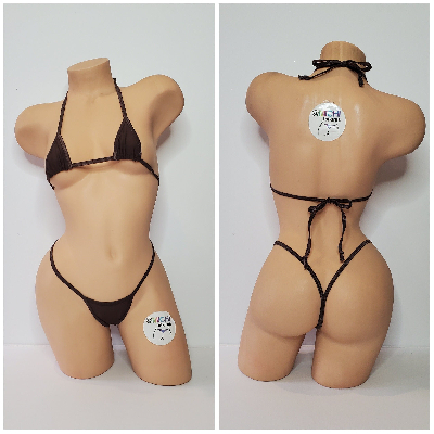 Chocolate Brown w Brown Trim 2 Piece Micro Bikini Set-1