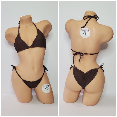 Chocolate Brown w Brown Trim 2 Piece Micro Bikini Set-9