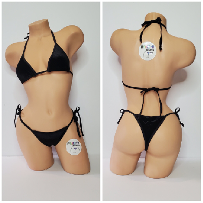 Black Velvet w Black Trim  2 Piece Micro String Bikini Set One Size-6