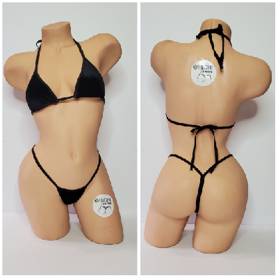 Black Velvet w Black Trim  2 Piece Micro String Bikini Set One Size-8