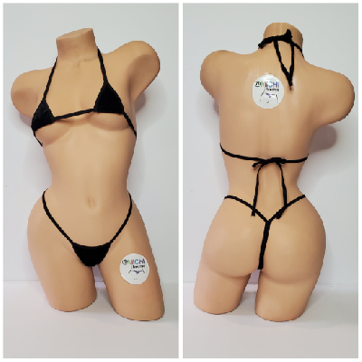 Black Velvet w Black Trim  2 Piece Micro String Bikini Set One Size-12